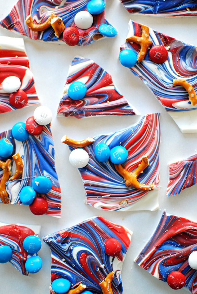 Red White Blue Candy Bark | LetsEatCake.com