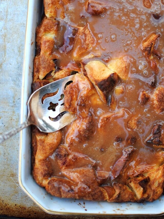 Bread Pudding with Bourbon Caramel Sauce