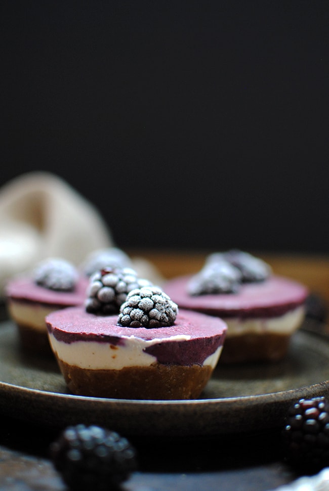 Raw Cheeescakes Made with Blackberries