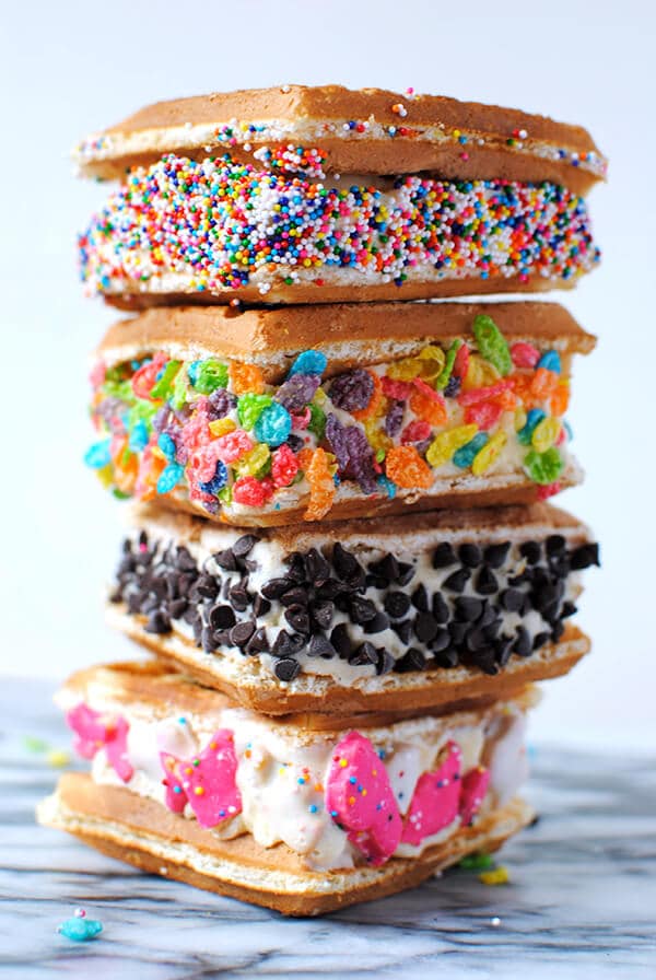 Ice Cream Waffle Sandwiches with Sprinkles