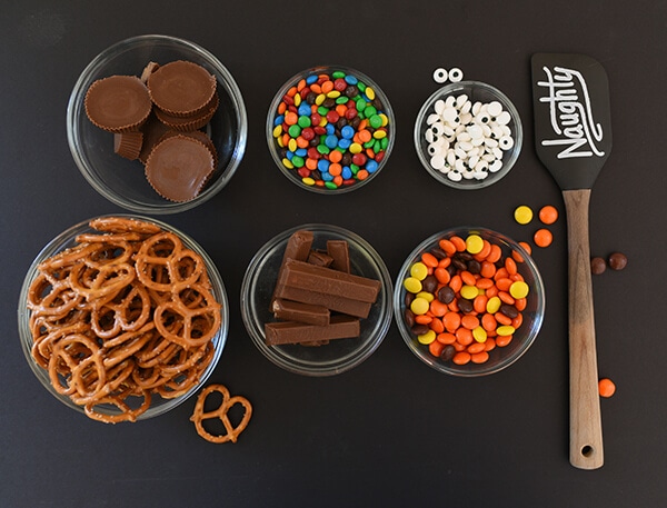 Halloween Bark - Candy and pretzels