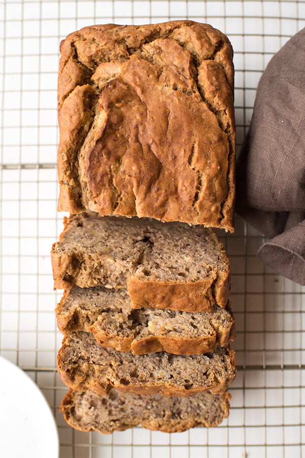 Healthy Banana Bread on a cooling rack