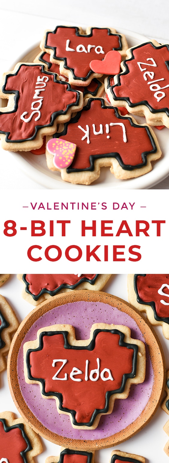 8-Bit Heart Valentine Cookies