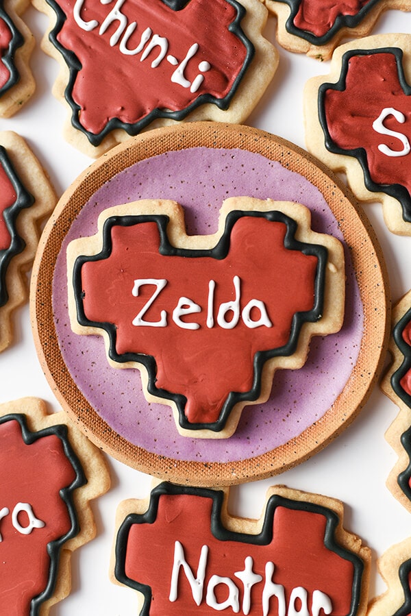 Heart-Shaped 8-Bit Valentine Cookies - Zelda