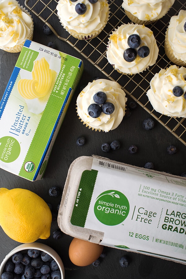 Lemon Blueberry Cupcakes with Simple Truth butter and eggs