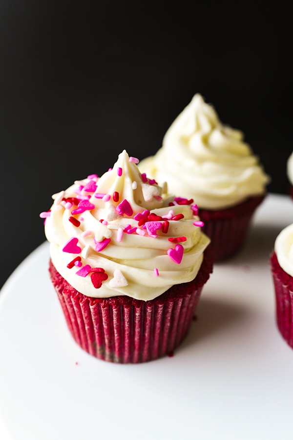 These light, moist red velvet cupcakes are delicious on their own, but top them with cream cheese frosting, and they're positively irresistible