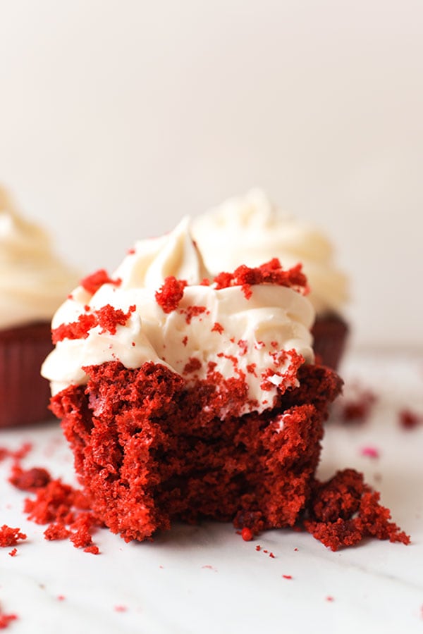 These light, moist red velvet cupcakes are delicious on their own, but top them with cream cheese frosting, and they're positively irresistible