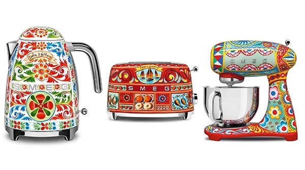 Smeg Appliances (kettle, stand mixer, and toaster) from Sicily Is My Love collaboration with Dolce & Gabbana