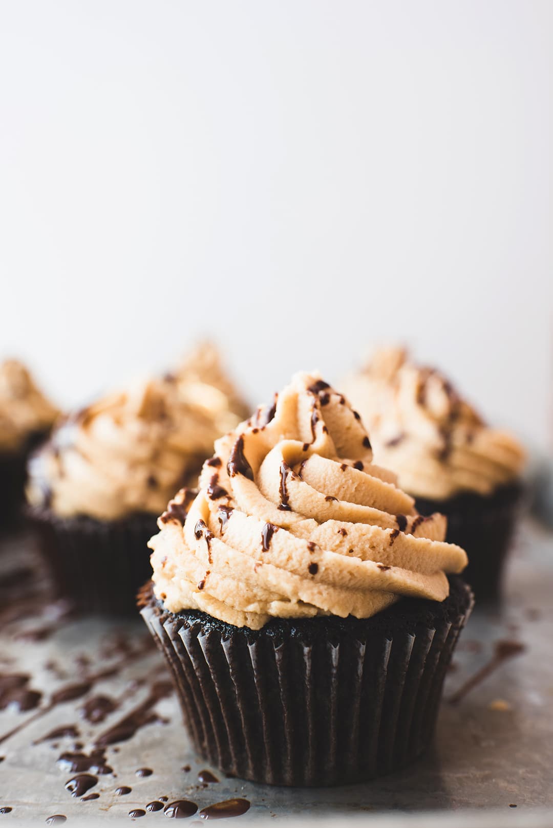 Chocolate Peanut Butter Cupcakes with Chocolate Drizzle