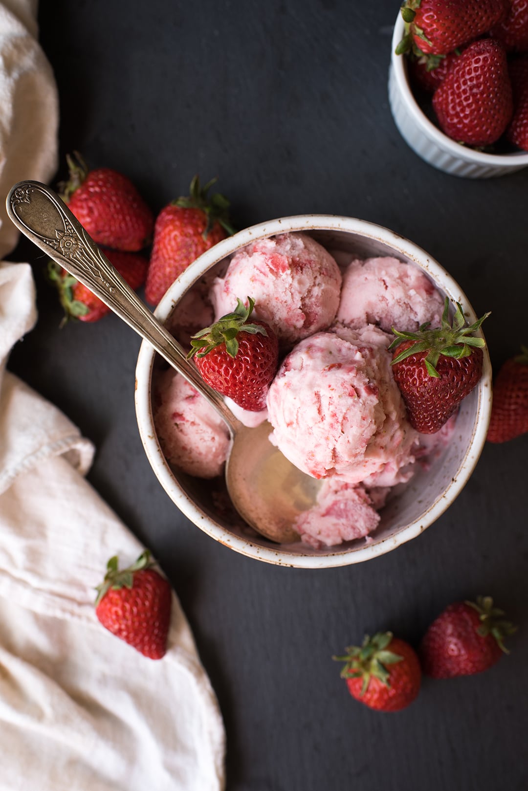 Homemade Strawberry Ice Cream ~ No Ice Cream Maker Needed! - The