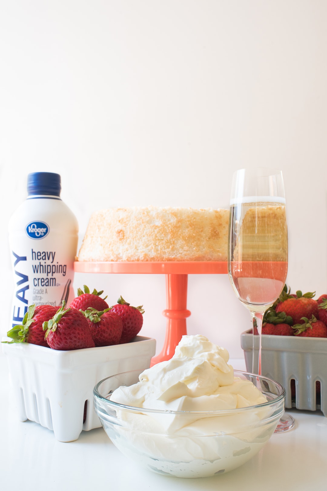 Strawberry Trifle - pound cake with champagne, strawberries,and heavy cream