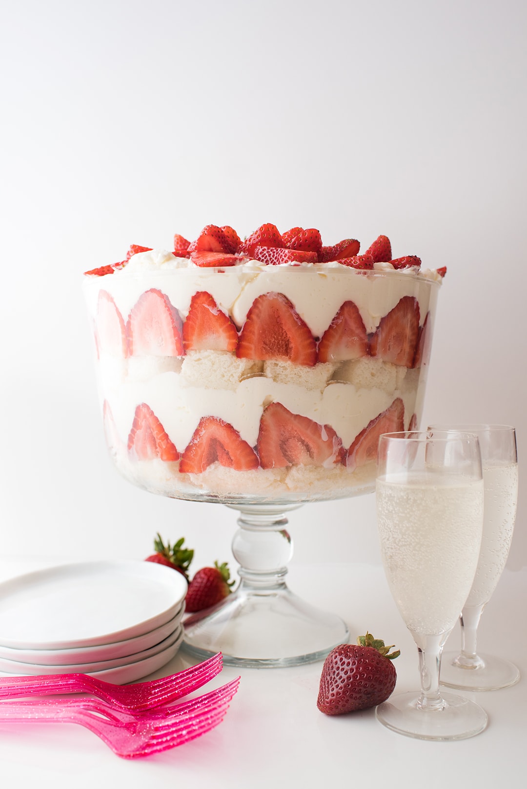 Strawberry Trifle cake in a dish