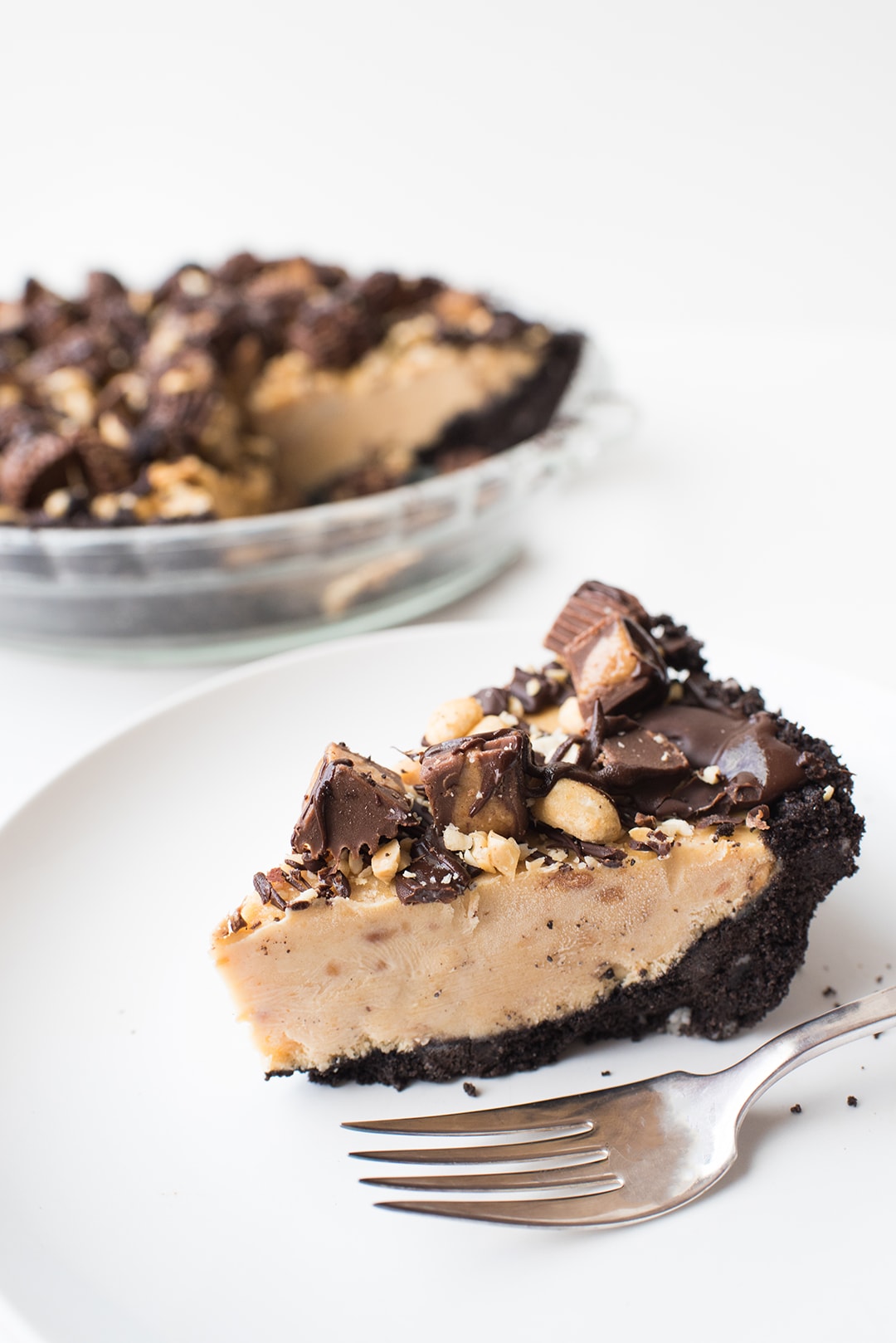 No Bake Peanut Butter Pie on a Plate