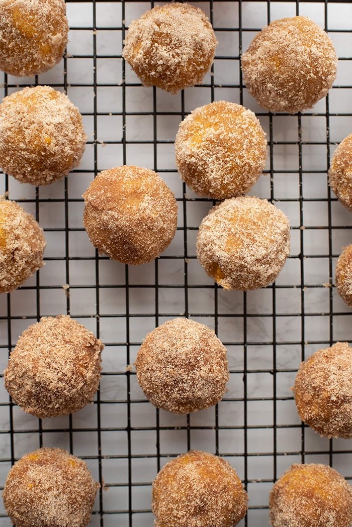 Pumpkin Donut Holes - cooling rack