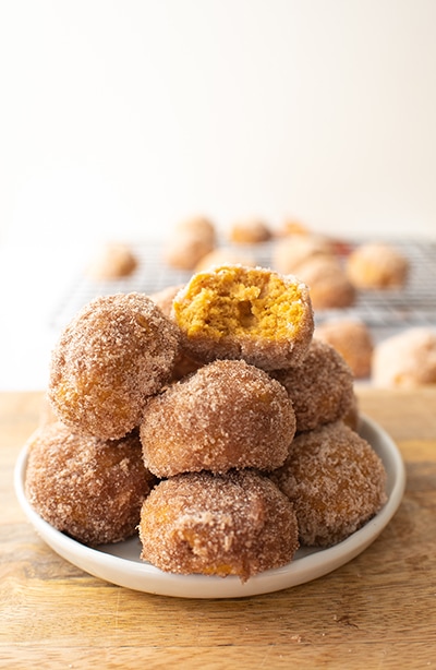 Pumpkin Donut Holes - bite shot