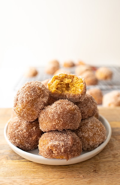 Pumpkin Donut Holes - bite shot