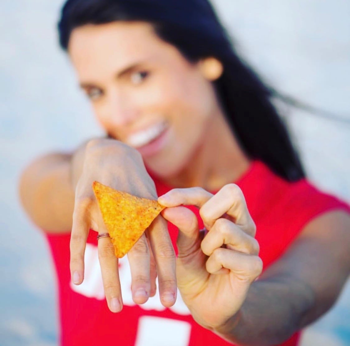 Liz Plank Engagement Shoot with a Bag of Doritos - dorito ring