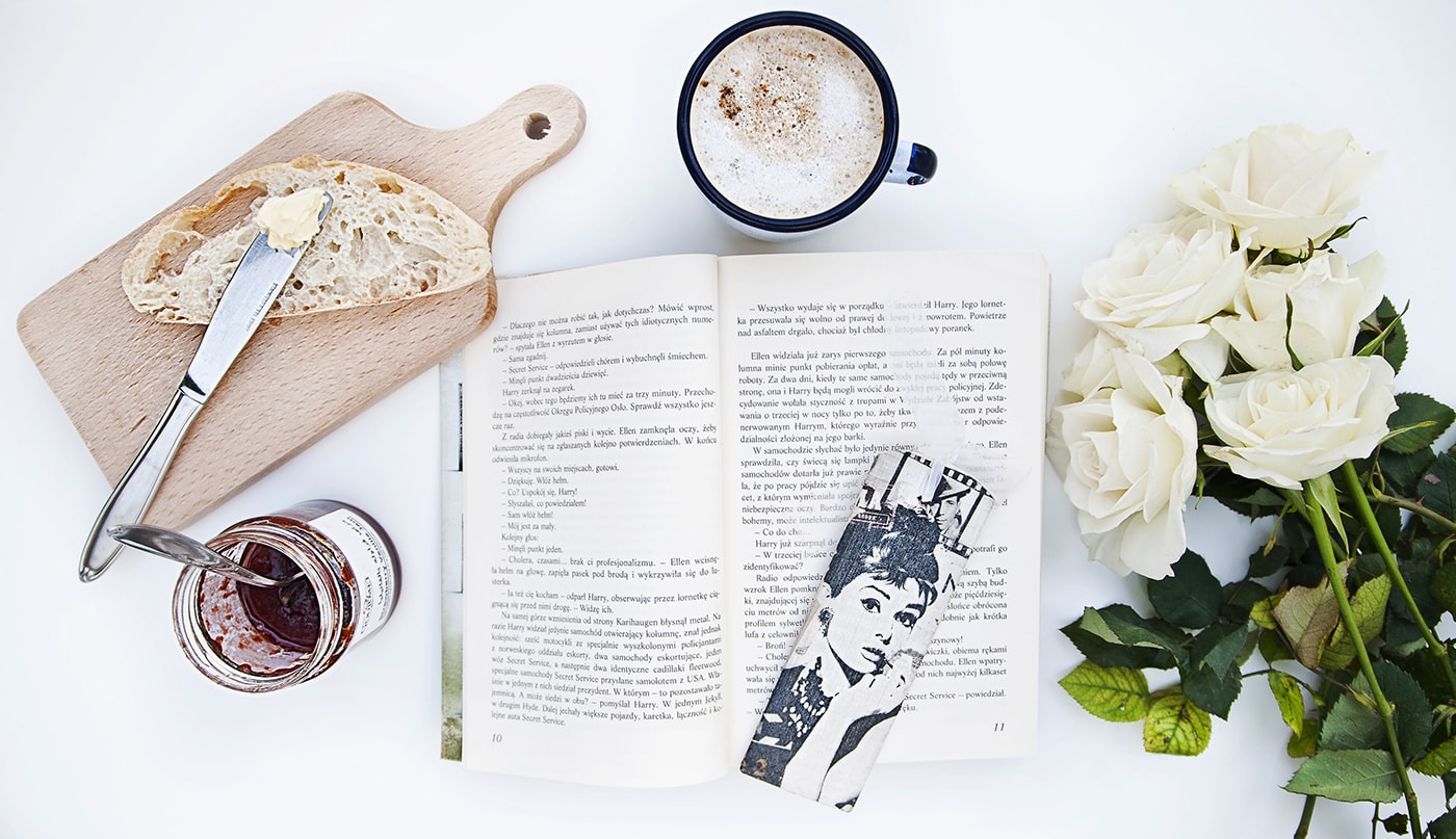Rose Color Meanings - White Roses with Breakfast flat lay