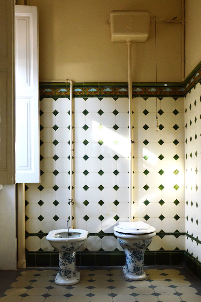 Types of Toilets Around the World - blue and white porcelain bidets