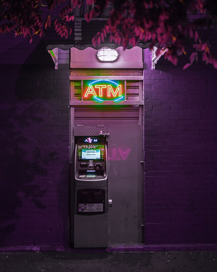 Where to Exchange Currency - Neon Purple ATM
