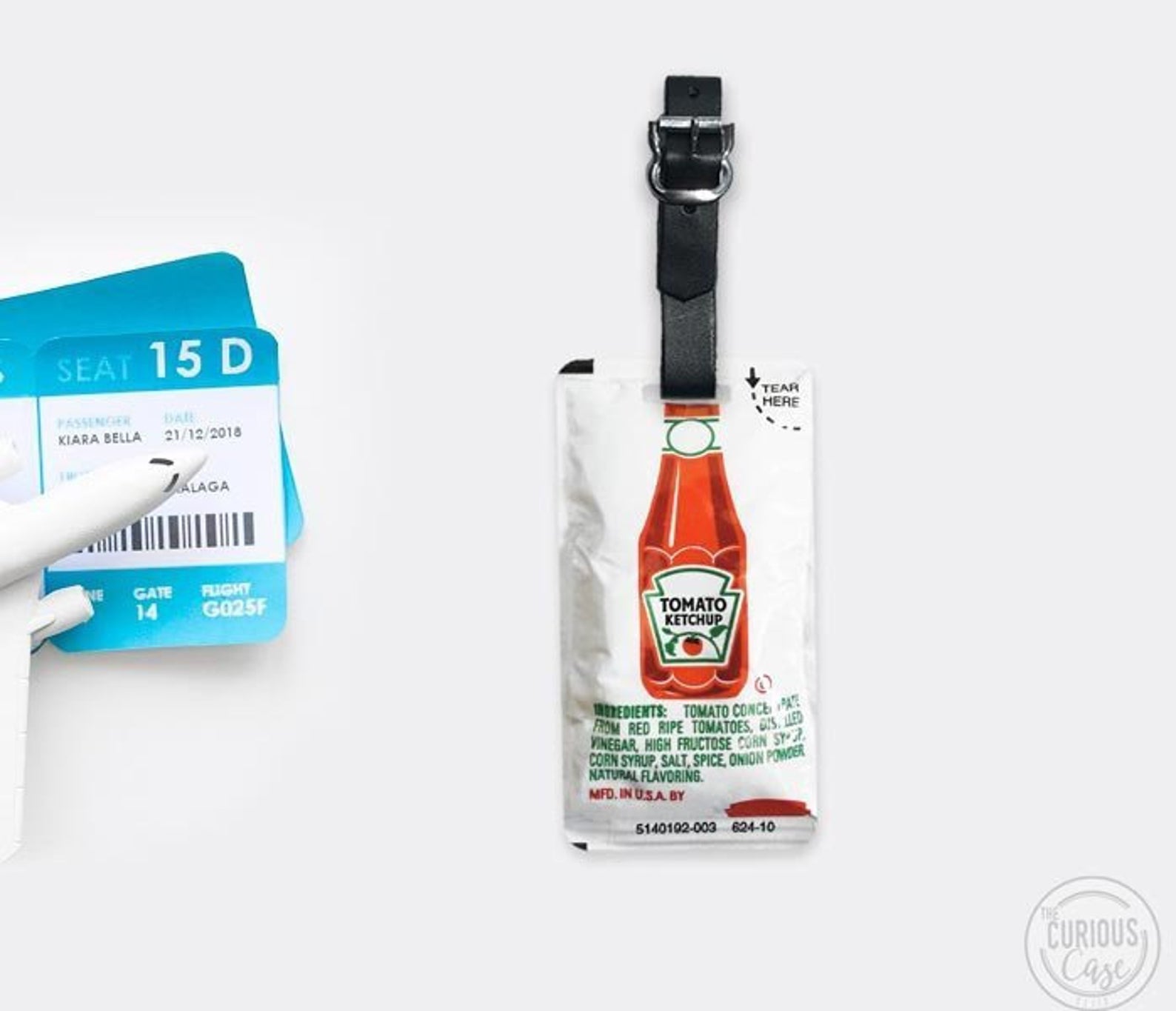 funny luggage tags - tomato ketchup packet tag