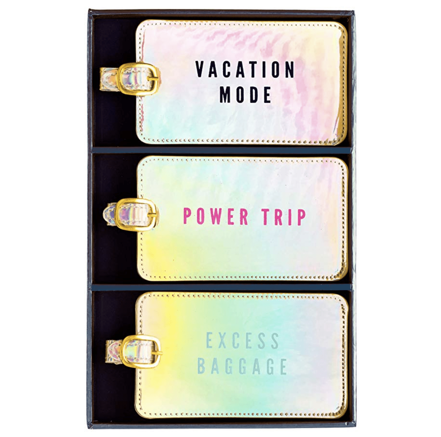 funny luggage tags - vacation mode power trip excess baggage