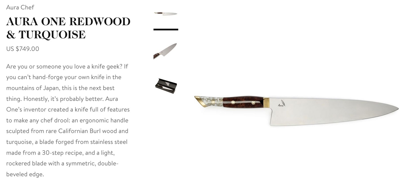 Goop Gift Guide - Aura One Redwood Chefs Knife