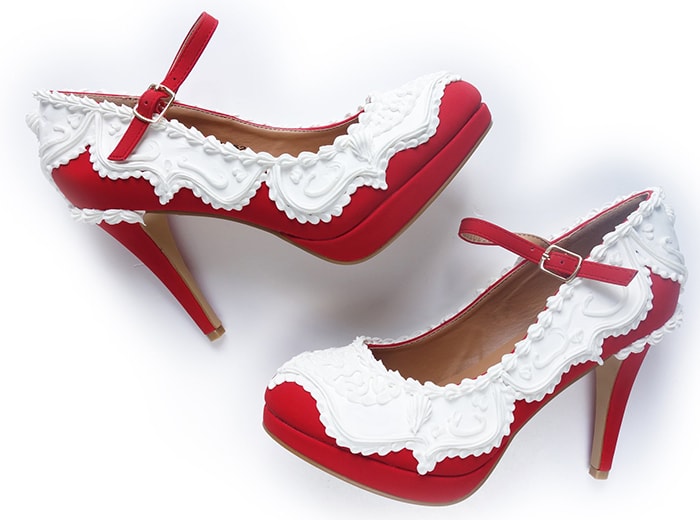 Tacky Christmas Party Ideas - Shoe Bakery Red Velvet Heels