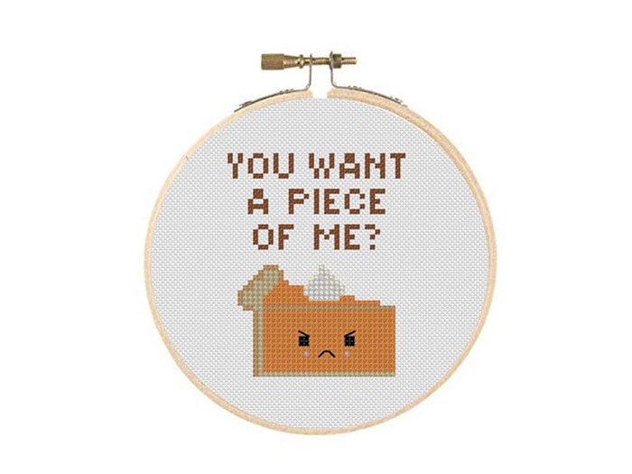 Thanksgiving Puns - you want a piece of me cross stitch