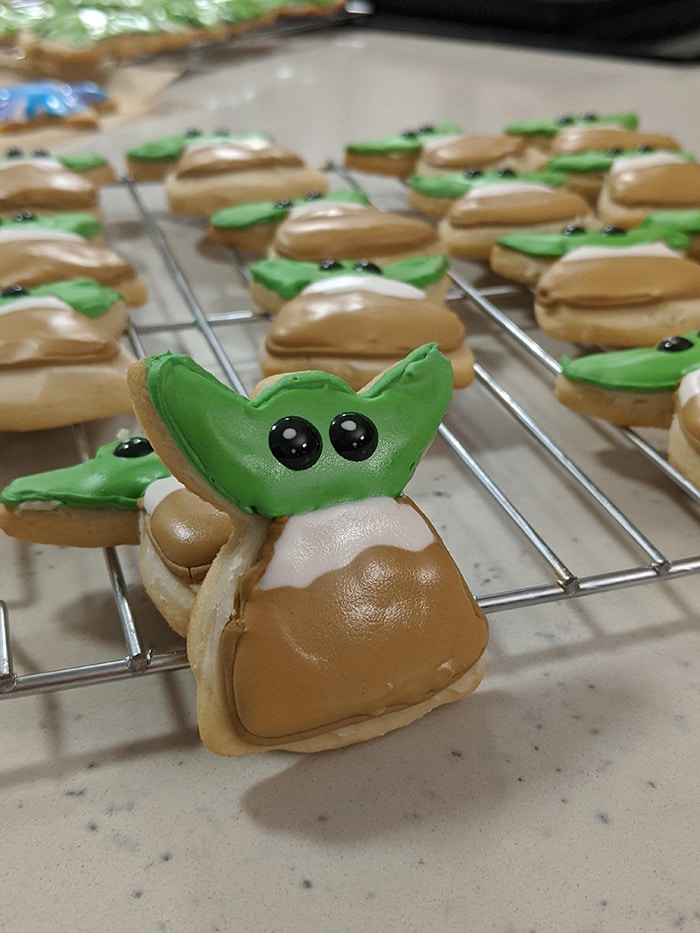 Decorated Baby Yoda Cookies