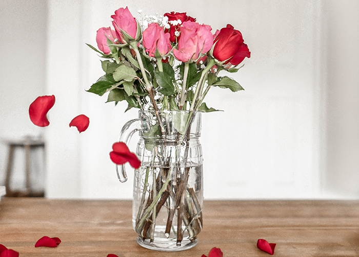 Valentines Day Hashtags - vase filled with roses