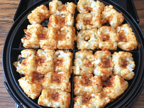 Hash Browns in the Waffle Maker from tater tots! (Plus a healthier