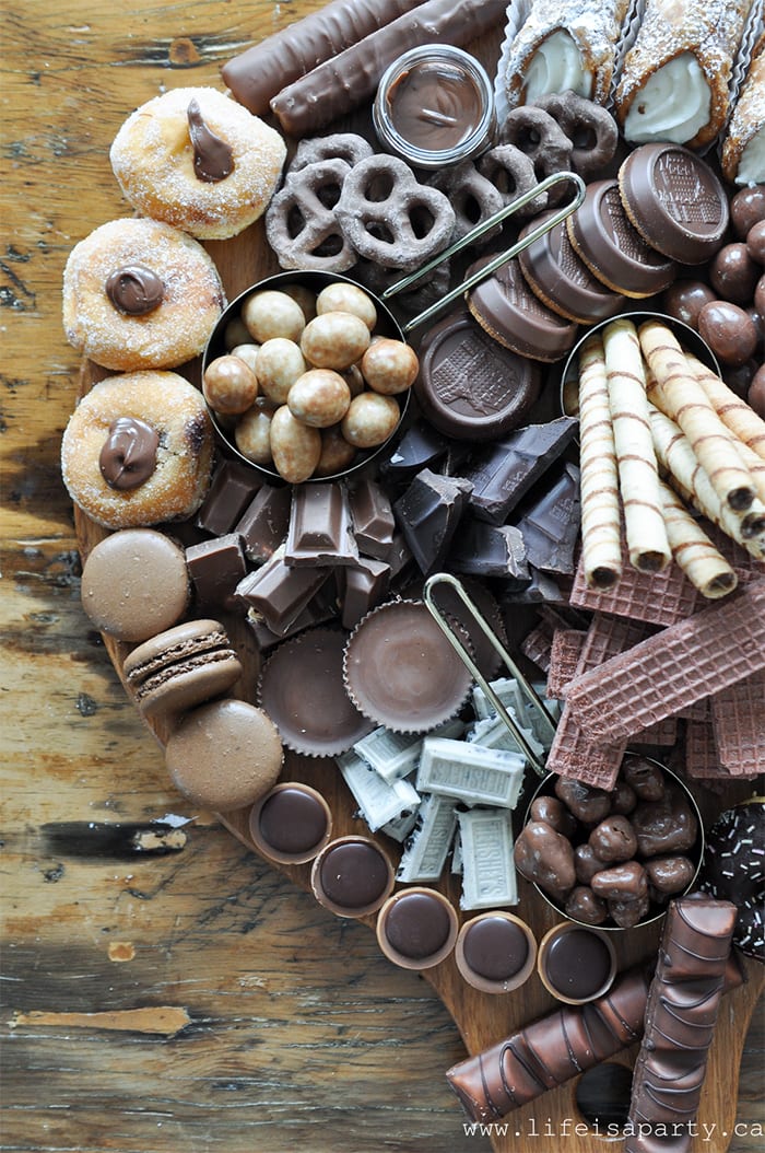 dessert charcuterie board - chocolate