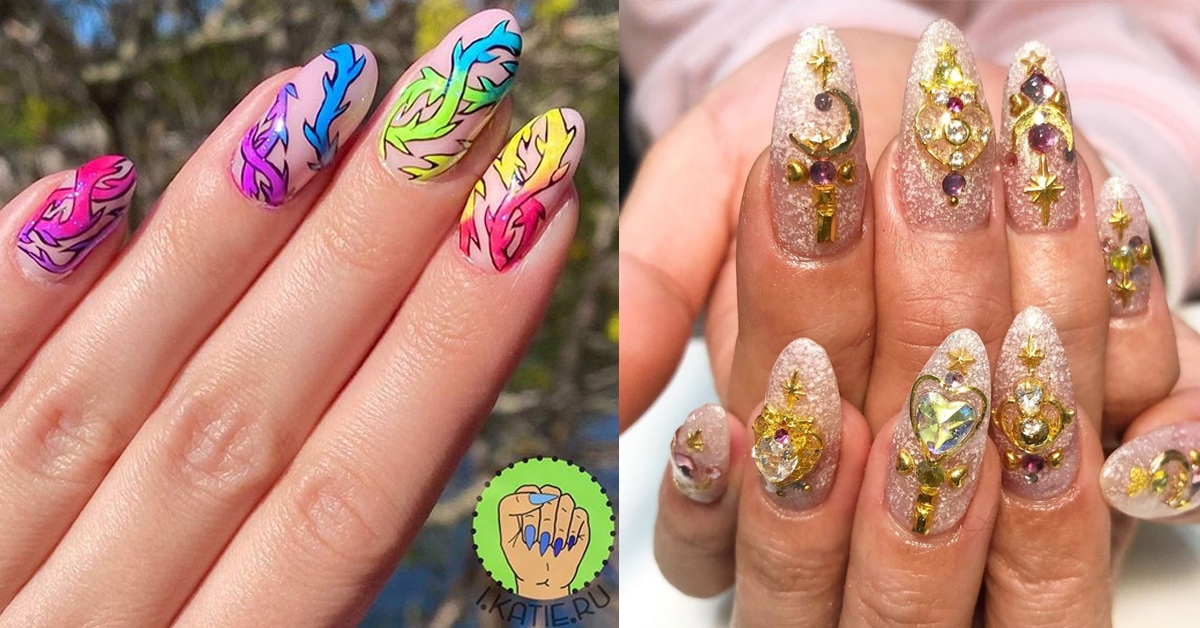 nail design for almond shape and pointed nail