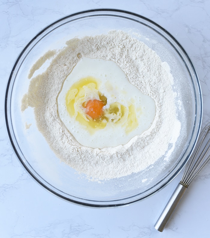 Pancake Cereal - Well with Wet and Dry Ingredients in Bowl 