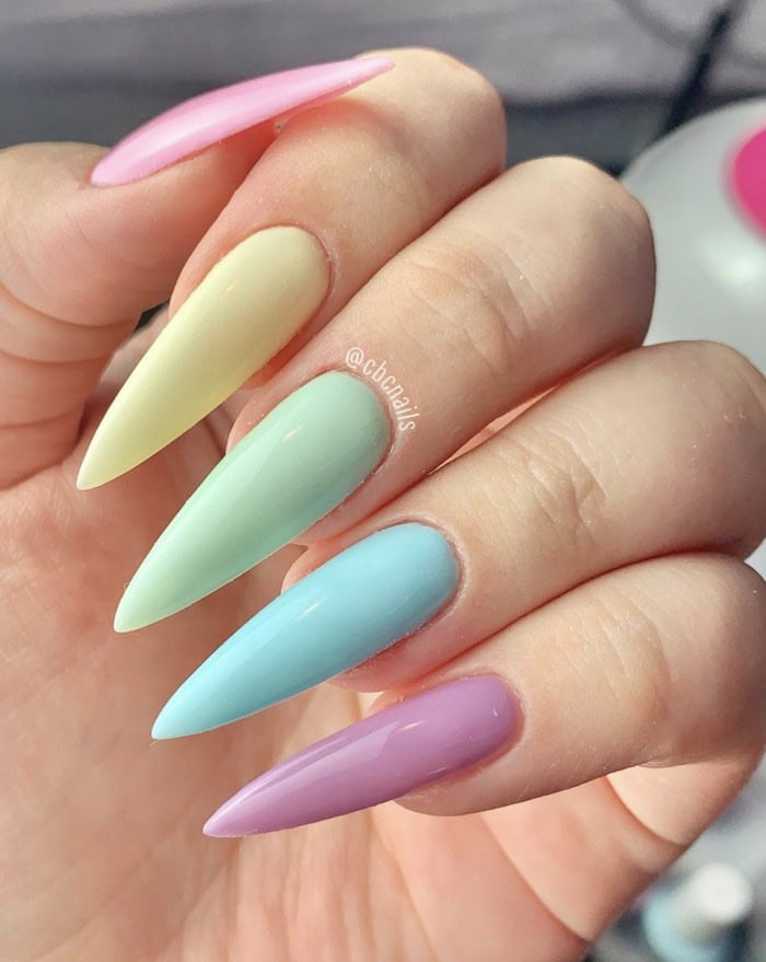 Simple Pastel Pride Nails Stiletto