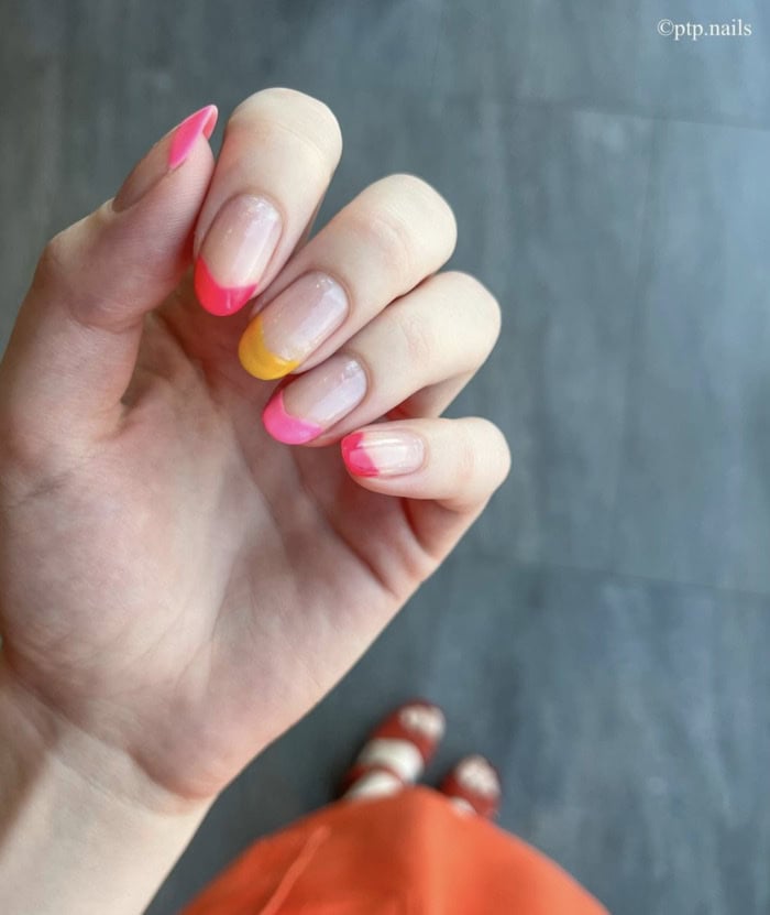 French Tip Lesbian Pride Nails