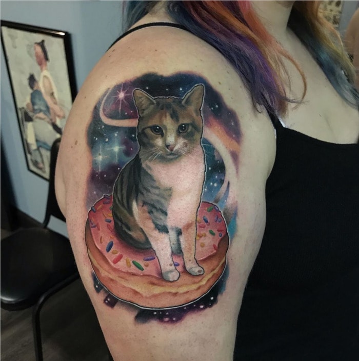 Donut Tattoos - Cat Riding On