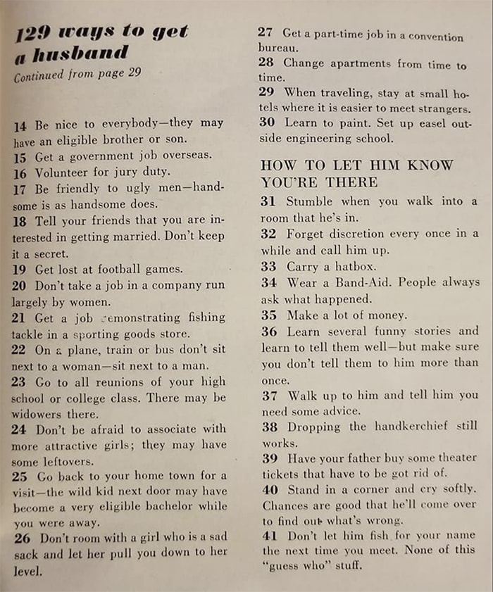 How to Find a Husband: 129 Suggestions from 1958 - Let's Eat Cake