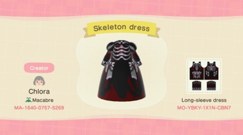 Halloween Ideas Animal Crossing - Skeleton Dress