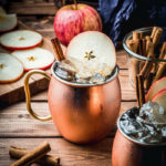 Apple Cider Mules - copper mug with ice and apple slice