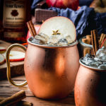 Apple Cider Mules - copper mug with ice and apple slice