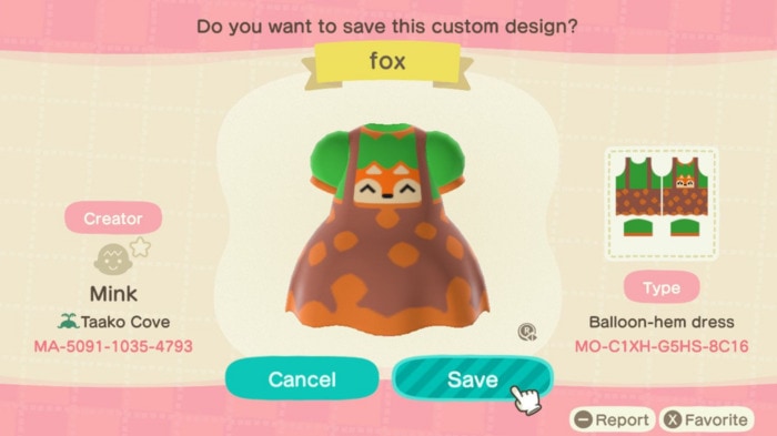 Fall Outfit Ideas Animal Crossing - Fox Dress