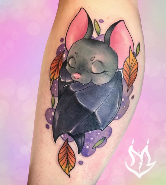 Bat Tattoos - Sleeping Fall Leaves