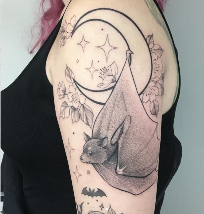Bat Tattoos - With Moon