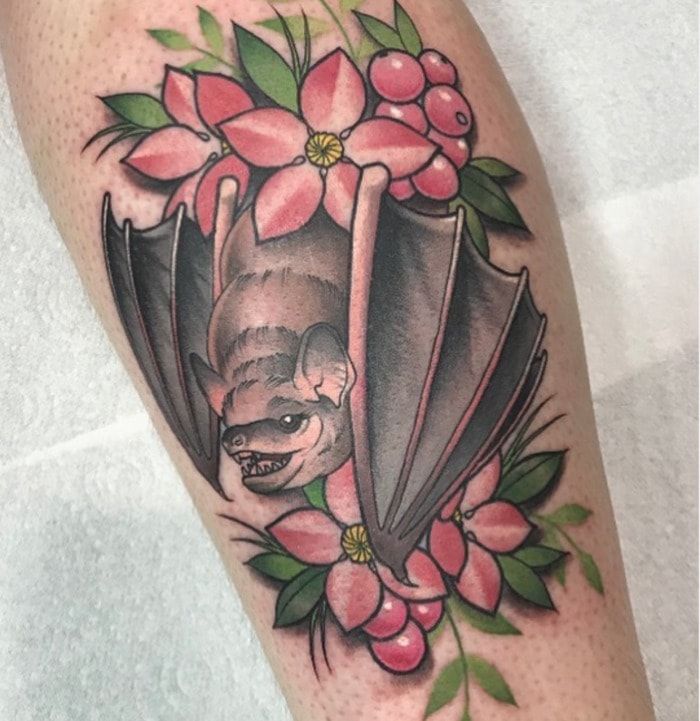 Bat Tattoos - In Flowers