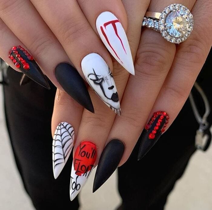 Black Halloween Nails - Vampires and fangs