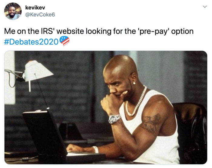 Presidential Debate Tweets - irs prepay