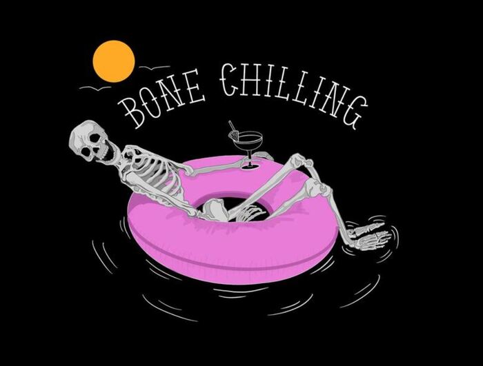 Skeleton Puns - Bone Chilling Skeleton in a Rubber Dinghy