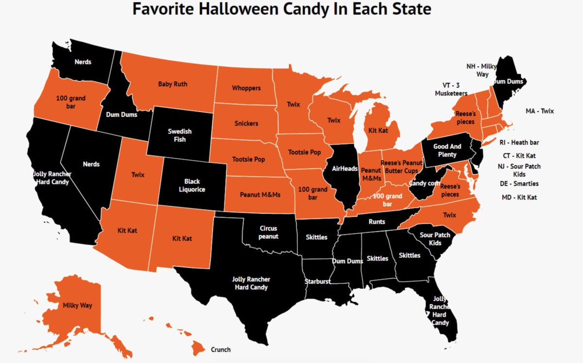 Best Halloween Candy By State 2022